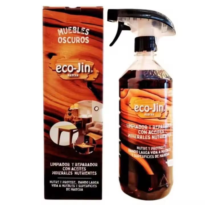 ECO-JIN ÓLEO 750ML Madera Oscura, ECO JIN OLEO Tipo Aceite Teka. Reparador, Limpiador, Restaurador, Abrillantador. Aceites Minerales Naturales que restauran, abrillantan y cuidan en profundidad todos tus muebles de madera. ECOJIN OLEO - 1