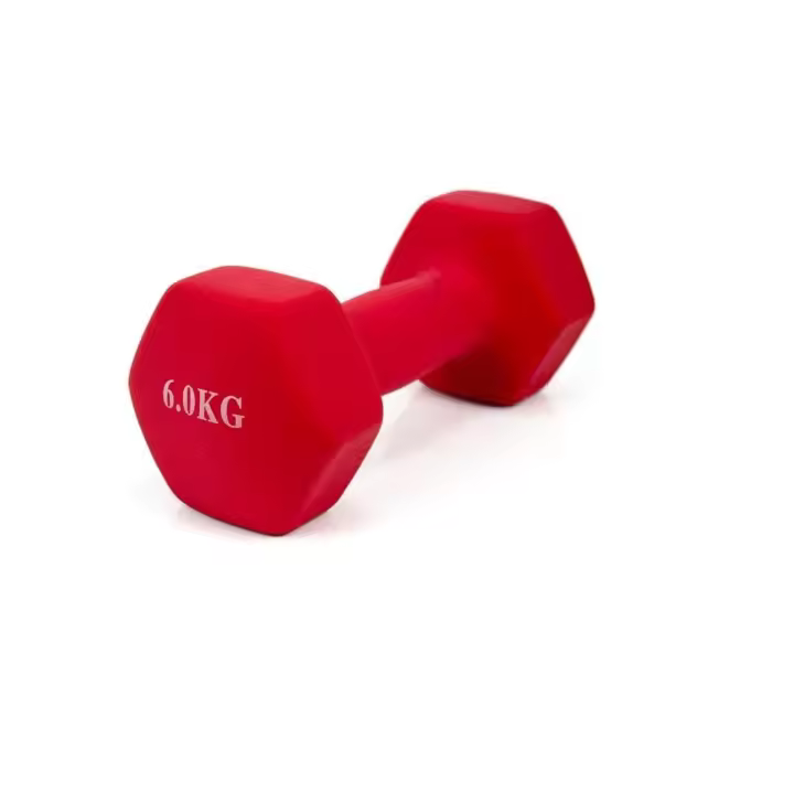 Mancuerna de Acero Cubierta en Vinilo Antideslizante de 6kg para Ejercicios en Casa y Musculación - 1