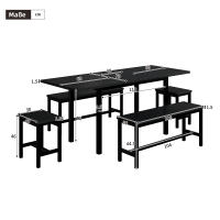 Juego de Comedor 5 Piezas (1 Mesa Retráctila + 4 Sillas Negro) - Mesa Flexible 120-160x70cm, Capacidad para 6 Personas, Diseño Multitractile - details 5