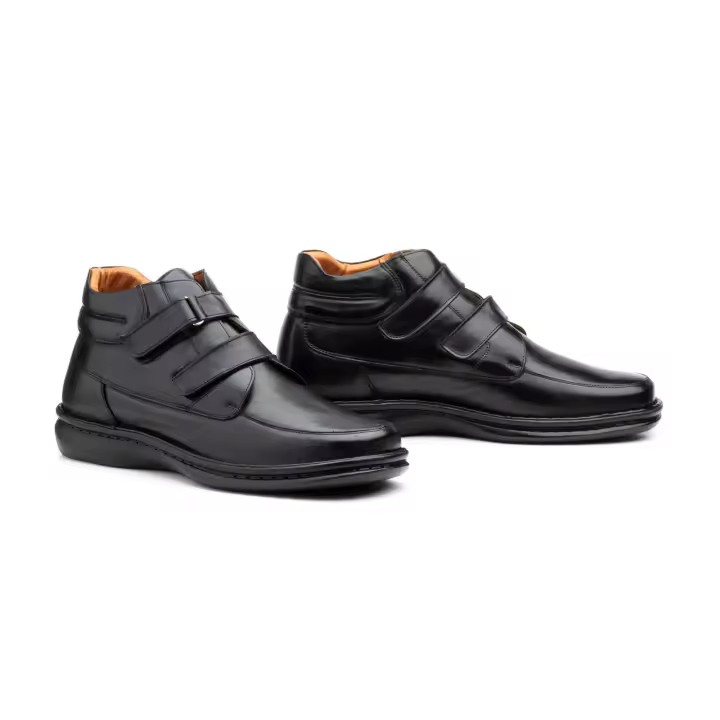 MºMº60109 Negro  Hecho en España Botín Hombre Piel VELCROS Numeración: 39-49 Marca: Cactus Color: Negro BOTIN EN PIEL CON CIERRE DE VELCRO MUY SUAVE Y MAXIMO CONFORT Y CALIDAD CON SUELA MUY LIGERA Y TODO COSIDO - 1