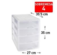 Cajonera SOBREMESA 4 de plástico ,35.5X35X27cm, cajones multicolor, torre almacenaje, sobremesa, escritorio, baño, oficina,ect. - details 1