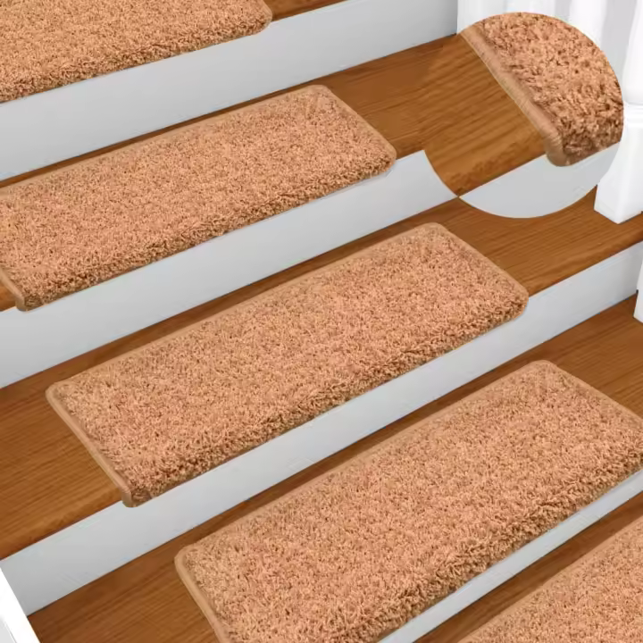 vidaXL Alfombrillas de escalera 10 unidades marrón 56x17x3 cm - 1