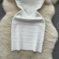Vestido Bodycon Sin Mangas De Cuello V Blanca Para Mujer REALEFT Elegante Y Casual De Verano Con Ajuste Corporal Mini - details 19