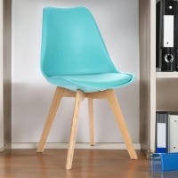 ORION91 Silla SIRIO Color Aguamarina Asiento Acolchado Piel Sintética y Patas Haya 54x81x48cm Comedor Oficina Salón Teletrabajo Cocina - SpazioLuzio - details 1