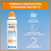 GARNIER | Delial Spray Protector Sensitive Advanced Adultos crema solar para pieles claras, sensibles e intolerantes al sol IP50+ + Bruma Protectora Anti Arena para pieles sensibles. Muy resistentes al agua + After Sun Leche Cara y Cuerpo - 270+150+400ML - details 1