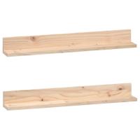 Estantes de pared 2 uds madera maciza de pino 80x11x9 cm Natural, Gris, Marrón miel Mueble Almacenaje Estantería para Oficina, Estudio, Dormitorio Estantería/Librería/ mueble de Almacenamiento - details 1
