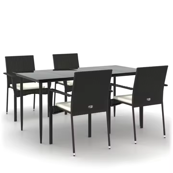 vidaXL Set de muebles jardín 5 pzas con cojines ratán sintético negro - 1