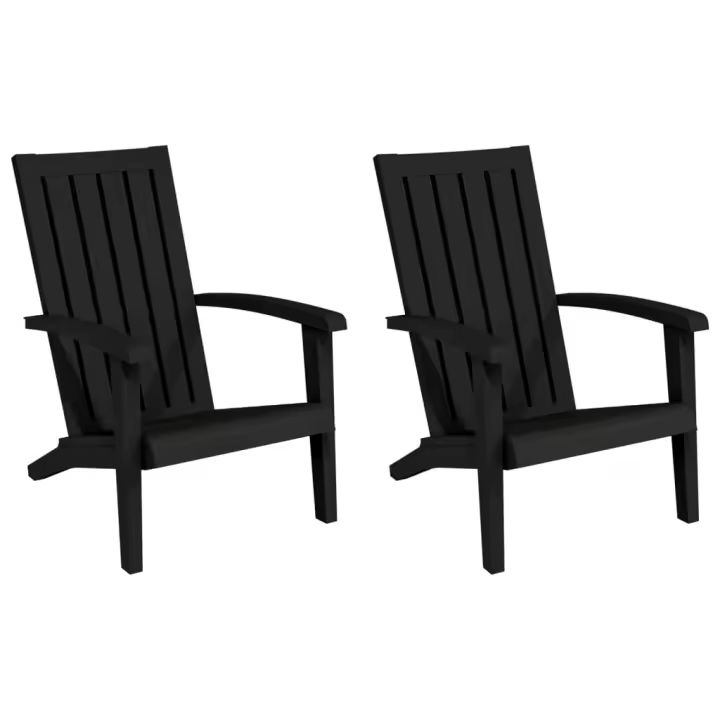 Sillas de Jardín Adirondack 2 UDS polipropileno Negro - 1