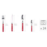 Set de 24 Cubiertos con Cubertero - Acero Inoxidable con Mangos de Polipropileno - Incluye Tenedores, Cuchillos, Cucharas y Cucharillas - Disponible en Rojo, Negro y Gris. 5Five - details 6