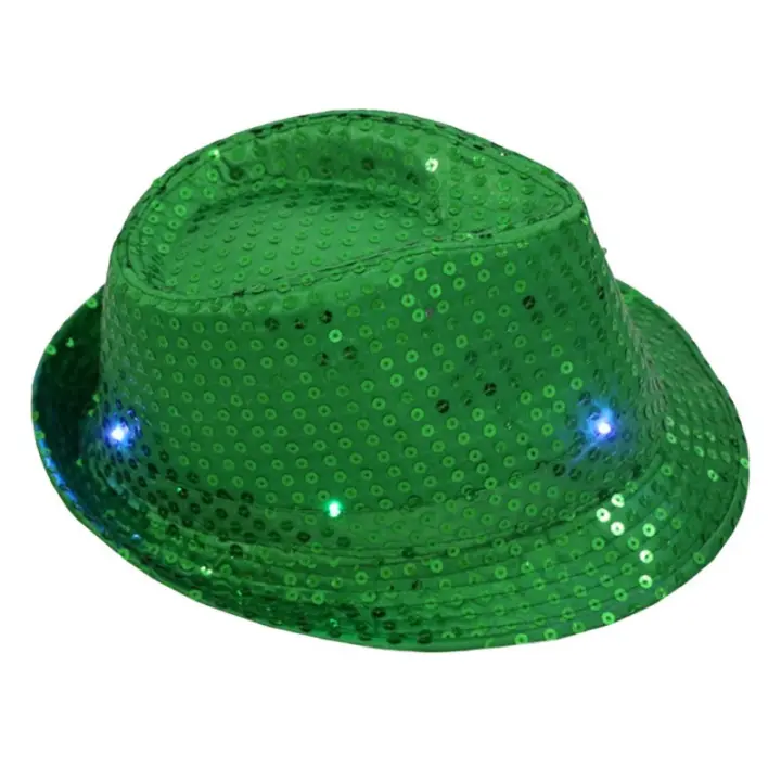 Sombrero De Jazz LED Colorido Para Fiesta Carnaval Luz Encendida Sombrero De Linterna Para Adultos Hombre Mujer Sombrero De Fiesta De Glitter - 1