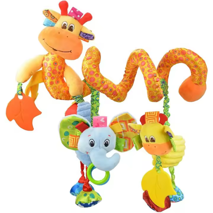 Colgante decorativo para cuna de cochecito con diseño de cervatillo amarillo, juguete de peluche en espiral, juguetes para actividades de viaje y cochecito - 1