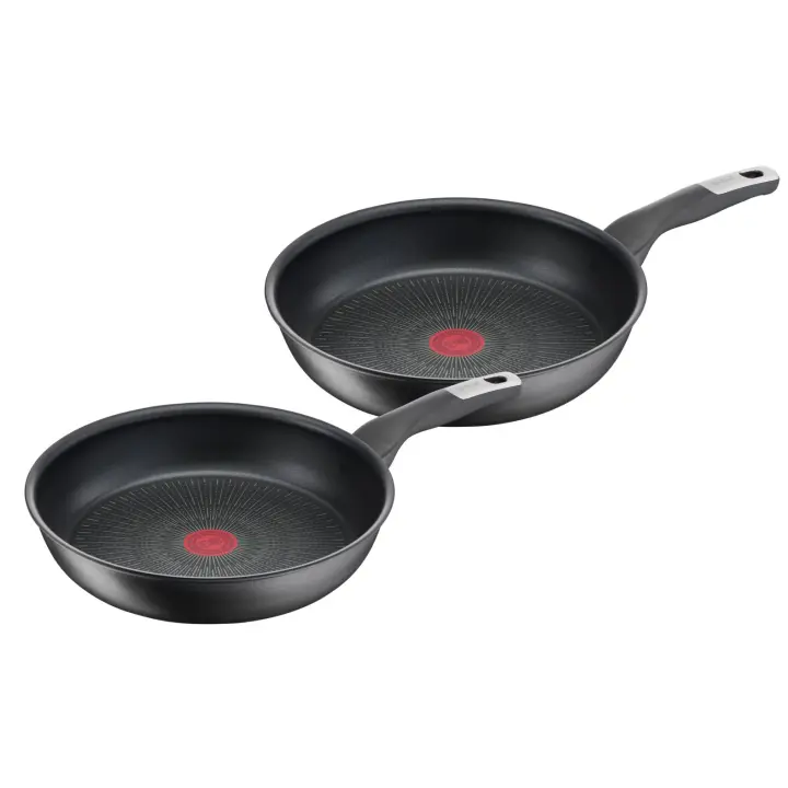 Tefal Juego de 2 sartenes Tefal Unlimited de 22 y 28 cm, resistencia a los arañazos, apto para todo tipo de cocinas, fácil de limpiar, alto rendimiento seguro, revestimiento antiadherente, Thermo-Signal, fabricado en Francia, inducción, G2559072 - 1