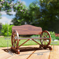 Outsunny Banco de Jardín de Madera Banco de Exterior con Reposabrazos en Forma de Rueda Estilo Rústico Carga 240 kg 2 Plazas para Patio Terraza 110x50x80 cm Carbonizado - details 2