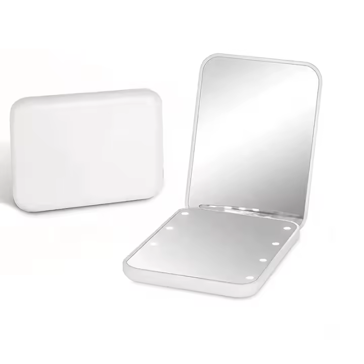 Espejo De Maquillaje Portátil Con LED 8 Leds Compacto Y Plegable Para Viajes Espejo De Bolsillo Para Hombres Y Mujeres - 1
