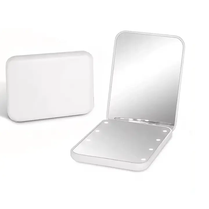 Espejo De Maquillaje Portátil Con LED 8 Leds Compacto Y Plegable Para Viajes Espejo De Bolsillo Para Hombres Y Mujeres - 1