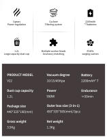 Aspirador de escoba inalámbrico Blossom V22 - 550W, 45kPa, puissance élevée, couleur or - details 1