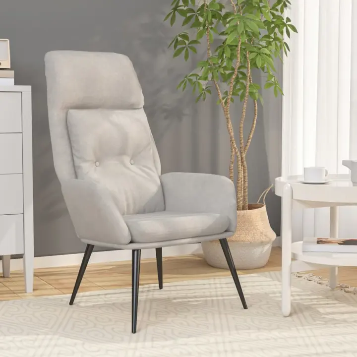 vidaXL Sillón de relax de cuero sintético de ante gris claro - 1