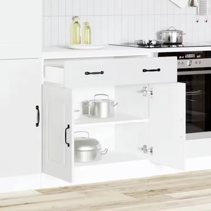 vidaXL Mueble bajo de cocina Kalmar de de ingeniería en color Madera antigua/Roble Sonoma/Negro y más | almacenamiento funcional diseño moderno para baño dormitorio sala - 1