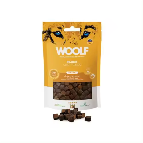 Snack Semihúmedo para perro de Conejo 100gr -  Woolf Cubes - 1