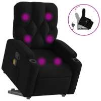 vidaXL Silla de masaje reclinable de pie de tela Gris claro, Gris oscuro, Negro Sillon Dormitorio Sillon Comodos Silla Relax Sillón Sofá - details 2
