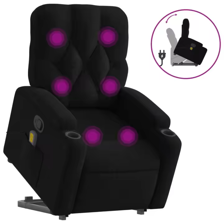 vidaXL Silla de masaje reclinable de pie de tela Gris claro, Gris oscuro, Negro Sillon Dormitorio Sillon Comodos Silla Relax Sillón Sofá - 1