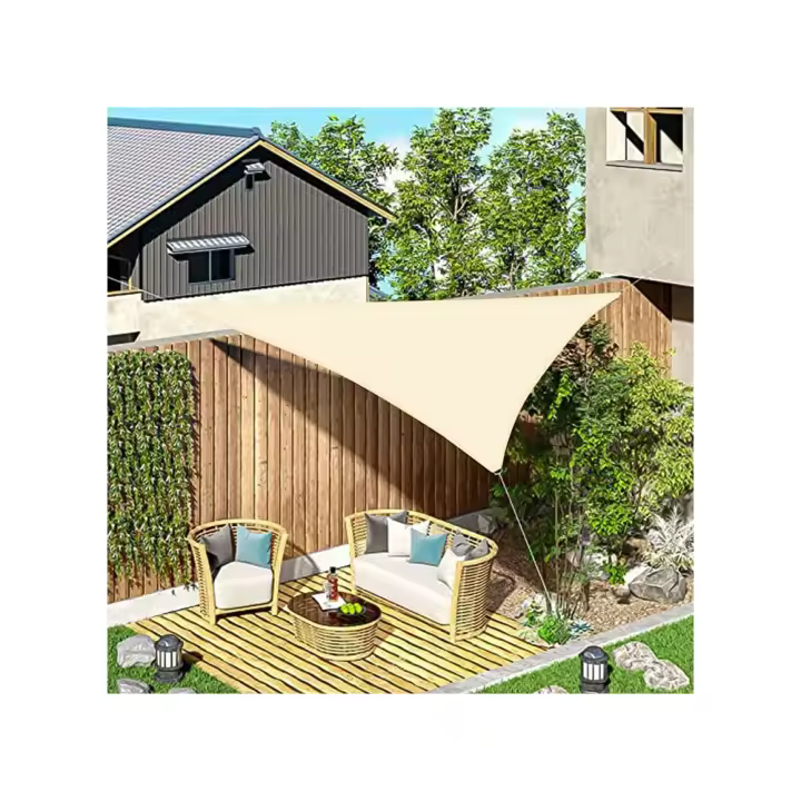 3x3x3m triangular sombra vela impermeable protección UV paño para patio jardín terraza al aire libre balcón luz caqui - 1