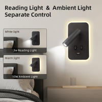 Lámpara De Pared Moderna Recargable Iluminación Para Lectura En La Habitación Decoración Para El Salón Spot De Pared LED Con Soporte De Aluminio Negro Y Blanco - details 4
