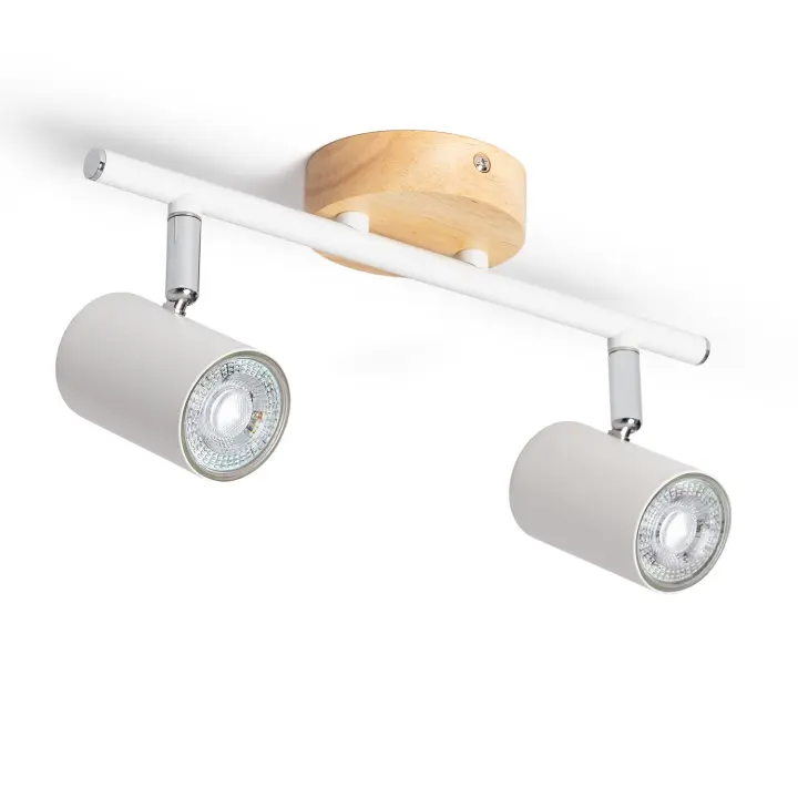 Ledkia Lámpara de Techo Orientable Madera y metal 2 Focos Albus Natural - 1