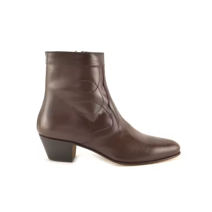 Botines de piel con tacon cubano marrones by Latino - 1