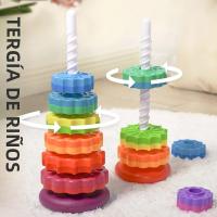 Torre De Colores Rainbow Rotada Con Música Juego De Pila De Anillos Montessori Para Educar a Niños Mayores De 3 Años - details 3