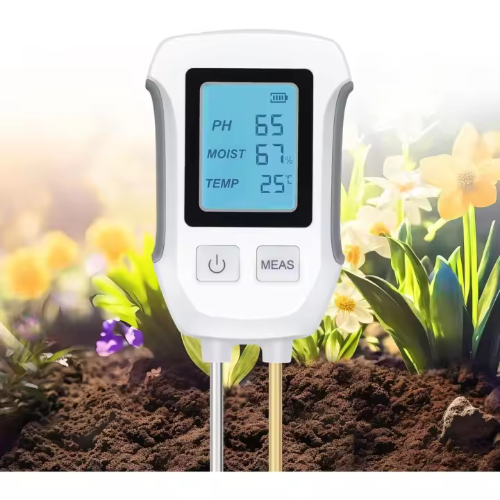 Medidor de suelo 3 en 1, medidor de temp y pH para plantas, sensor higrómetro, with Pantalla LCD retroiluminada para Jardín, céped, Granja, use interior y exterior. - 1