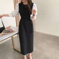 Vestido Wrap Vintage REALEFT Para Mujer Con Cinturón Manga Larga Cuello Redondo Adecuado Para Oficina Estilo Elegante Talla Regular Longitud De Pierna - details 19