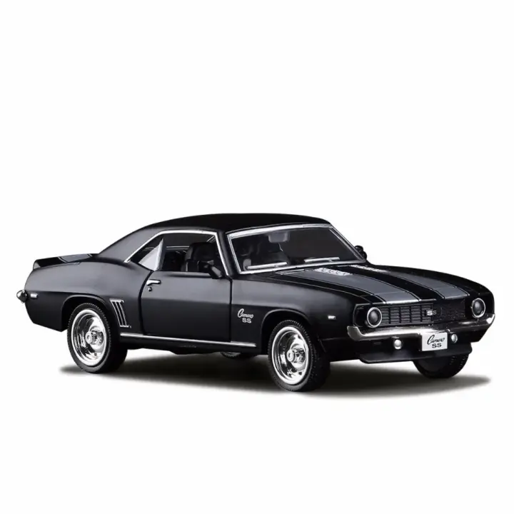 Modelo De Coche De Metal Chevelle USA 1969 Camaro SS Vintage En Color Mate Negro a Escala 1:36 Regalo Para Coleccionistas Y Niños - 1