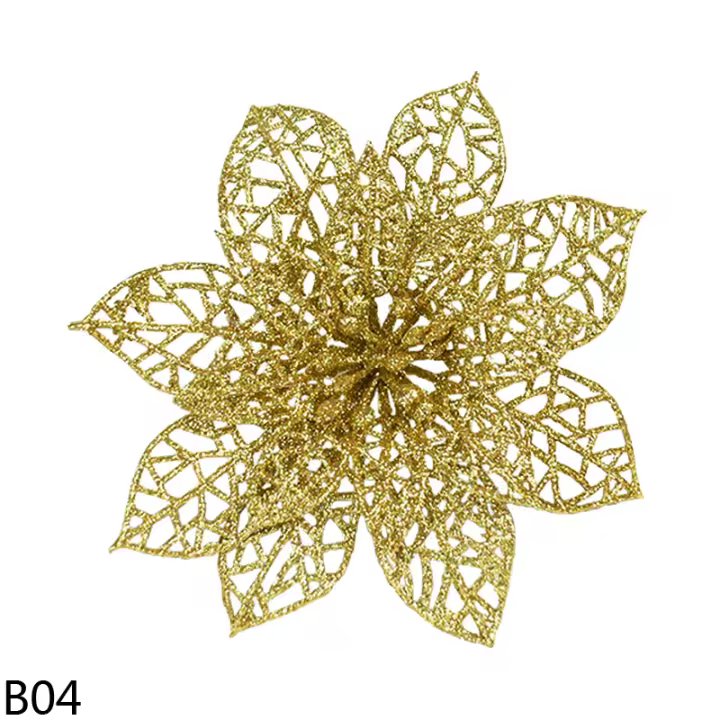 Decoración De Navidad Rosa Artificial Brillante 5/10pcs Flores Para Wreath Accesorios De Colores Adornos Para El Hogar DIY Noel - 1