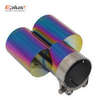 Eplus Tubo De Escape De Estilo Para Coche Muffler Universal Dual Salida De Acero Inoxidable Tamaño Variado Throat Pipe Tip Flat - details 8