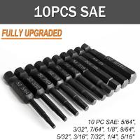Juego De 10 Piezas De Cabezas De Destornillador Hexagonal SAE/Métrica Y Allen Con Cabezas De Broca De 1/4 De Diametro Mango De Solado Magnético Kit De Destornilladores - details 3