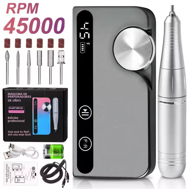 Taladro De Uñas Recargable 45000RPM Máquina De Pulido Profesional Bajo Ruido Herramienta De Polvo De Uñas Para Pintura De Gel - 1
