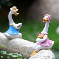 2Pcs Escultura De Pato Leemos Pareja Animales Adornos De Jardín Y Patio Decoración Interior Y Exterior Resina Regalo - details 1