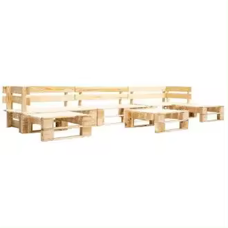 VIDAXL 277498 set de muebles de palés para jardín de 6 piezas fabricado en madera en color natural - 1