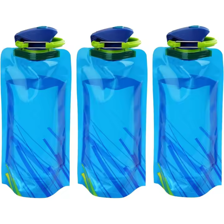 Botella de agua plegable (paquete de 5), reutilizable, sin BPA, ideal para senderismo, viajes y aventuras. - 1
