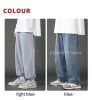 Nuevos Jeans Casuales Para Hombre 2024 Estilo Coreano Hip Hop Rectos De Pierna Ancha Pantalones Vaqueros Couple En Negro Y Azul Claro Cierre De Cremallera Talla Media - details 1