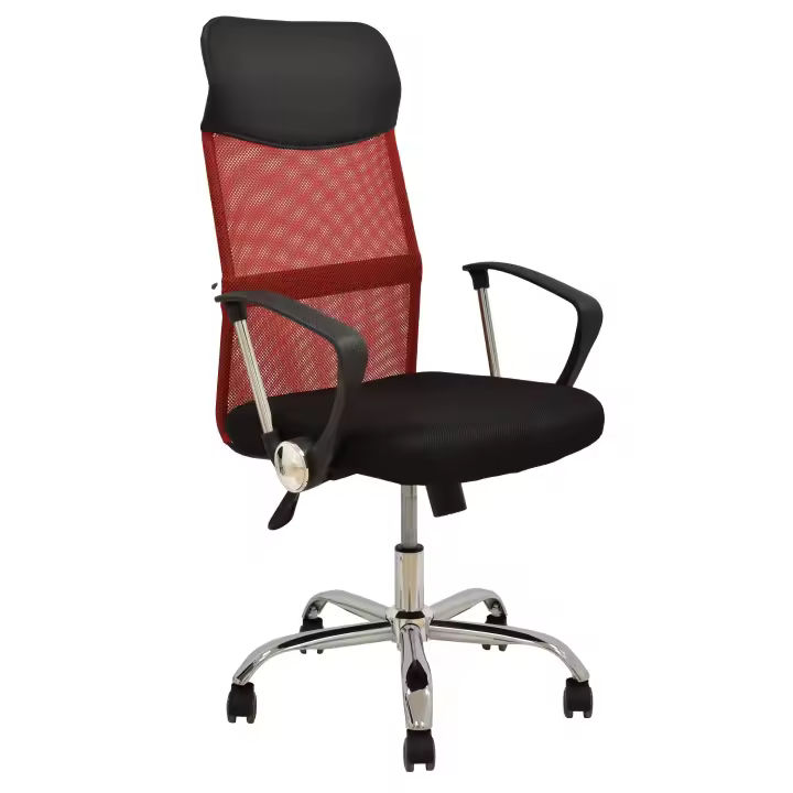 Sillón de oficina GINO (H), malla roja y tejido mesh negro - 1