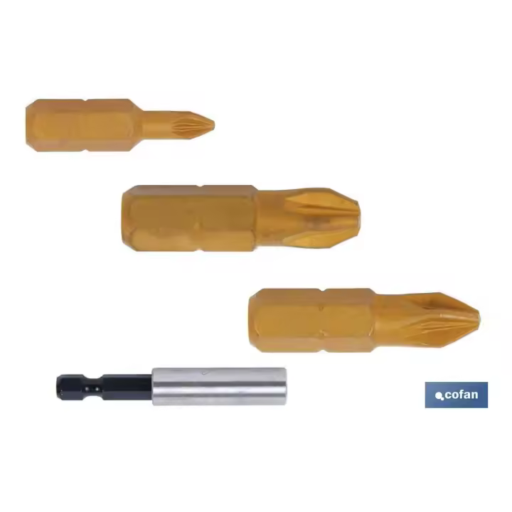 Cofan COFAN - Puntas Titanio Pozidrive para Atornillar con Adaptador - 1