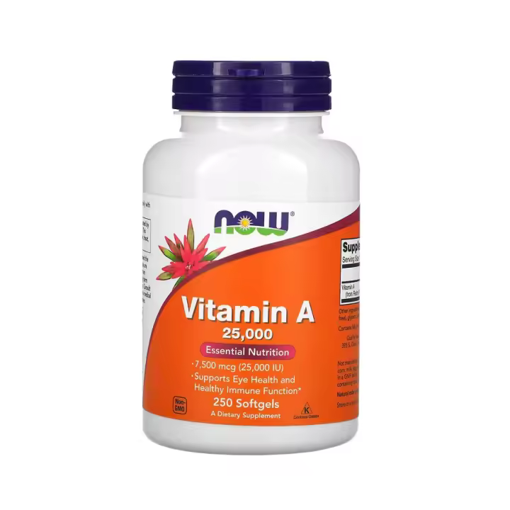 Vitamina A, 25.000 UI, 250 cápsulas blandas de NOW Foods - 1