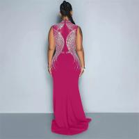Vestido De Noche Largo Para Mujer Con Pedrería Y Abertura Alta Vestido De Seda Y Spandex Elegante Y Sexy Para Bodas Y Fiestas - details 29