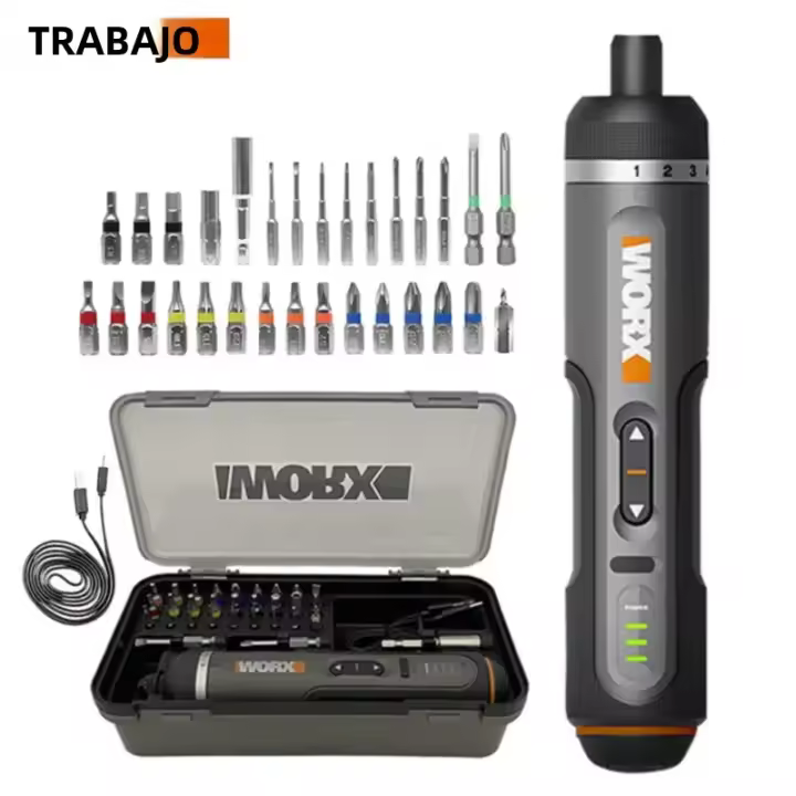 Juego De Destornilladores Eléctricos Worx 4V WX242 Recargables Por USB Con Mango Y Conjunto De 30 Brocas Herramientas Para DIY En El Hogar - 1