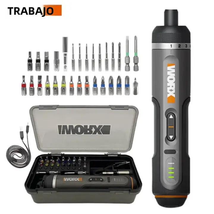 Juego De Destornilladores Eléctricos Worx 4V WX242 Recargables Por USB Con Mango Y Conjunto De 30 Brocas Herramientas Para DIY En El Hogar - 1