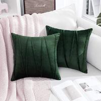 Juego De 2 Fundas Para Cojines Verdes Decorativas Suaves Y Sólidas De Velours Para Sofá Y Dormitorio Cuidado Del Ambiente: Sin Químicos Origen: China Continental Estilo Americano Poliéster 100% Lavable Y Desmontable - details 3