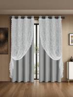 Cortinas Modernas De Color Sólido Doble Capa Con Cordón Para Atar, Totalmente Oscurecidas Perforadas Adecuadas Para Varias Habitaciones Material De Poliéster 100% - details 4