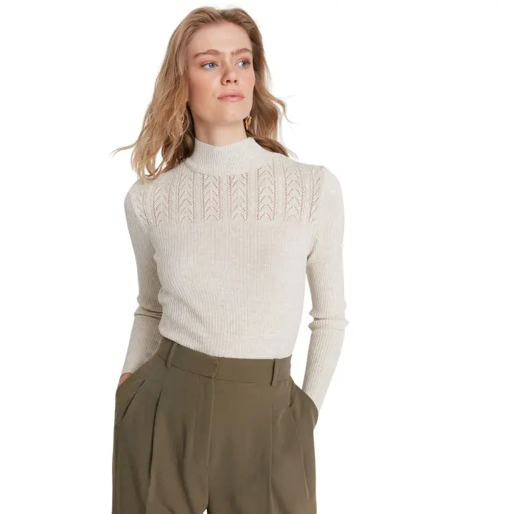 Trendyol Black Openwork/Perforated Knitwear Sweater Twoaw21Kz0934 - 1